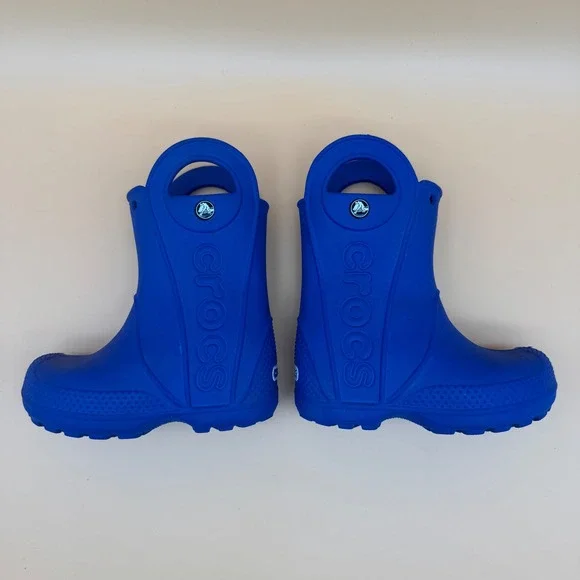 Crocs Kids Unisex Blue Rubber Rain Boots Lightweight Size Kids C7 waterproof - Picture 5 of 9